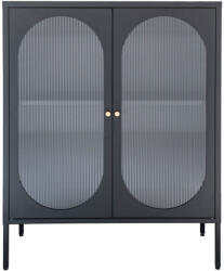 House Nordic Adelaide vitrin, fekete, 2 hullámos üvegajtó 90x35x110 cm (3001205) - geminiduo
