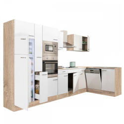 Leziter Yorki 370 sarok konyhabútor sonoma tölgy korpusz, selyemfényű fehér fronttal (LS370STFH) - geminiduo