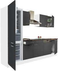 Leziter Yorki 280 konyhabútor fehér korpusz, selyemfényű antracit fronttal alulfagyasztós hűtős szekrénnyel (L280FHAN-AF) - geminiduo