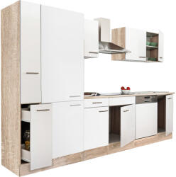 Leziter Yorki 310 konyhabútor sonoma tölgy korpusz, selyemfényű fehér fronttal polcos szekrénnyel (L310STFH-PSZ)