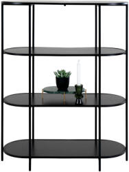 House Nordic Vita Ovális polc, 4 polcos, fekete, fekete keret 85x36x111 cm (3001150) - geminiduo