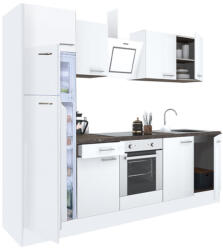 Leziter Yorki 280 konyhabútor fehér korpusz, selyemfényű fehér front alsó sütős elemmel felülfagyasztós hűtős szekrénnyel (L280FHFH-SUT-FF) - geminiduo