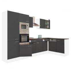 Leziter Yorki 340 sarok konyhabútor fehér korpusz, selyemfényű antracit fronttal polcos szekrénnyel (LS340FHAN-PSZ)