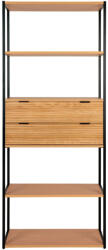 House Nordic Minato könyvespolc, kőris furnér, fekete acél váz, 2 fiók 84, 5x35x200 cm (3001300) - geminiduo