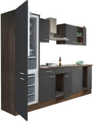 Leziter Yorki 270 konyhabútor yorki tölgy korpusz, selyemfényű antracit fronttal alulfagyasztós hűtős szekrénnyel (L270YAN-AF) - geminiduo