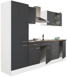 Leziter Yorki 270 konyhabútor fehér korpusz, selyemfényű antracit fronttal polcos szekrénnyel (L270FHAN-PSZ)