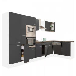 Leziter Yorki 370 sarok konyhabútor fehér korpusz, selyemfényű antracit fronttal polcos szekrénnyel (LS370FHAN-PSZ) - geminiduo