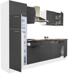 Leziter Yorki 280 konyhabútor fehér korpusz, selyemfényű antracit fronttal felülfagyasztós hűtős szekrénnyel (L280FHAN-FF)