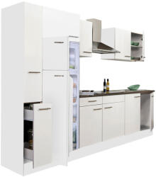 Leziter Yorki 300 konyhabútor fehér korpusz, selyemfényű fehér fronttal felülfagyasztós hűtős szekrénnyel (L300FHFH-FF) - geminiduo