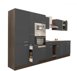 Leziter Yorki 360 konyhabútor yorki tölgy korpusz, selyemfényű antracit fronttal polcos szekrénnyel (L360YAN-PSZ)