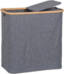 House Nordic Noto szennyeskosár, bambusz, textil, sötétszürke, 54x33x54 cm (4401500) - geminiduo