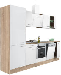 Leziter Yorki 280 konyhabútor sonoma tölgy korpusz, selyemfényű fehér front alsó sütős elemmel polcos szekrénnyel (L280STFH-SUT-PSZ) - homelux