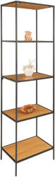 House Nordic Vita polc, 5 polcos, tölgy hatású, fekete keret 51x36x170 cm (3001075) - homelux