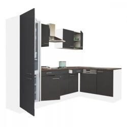 Leziter Yorki 280 sarok konyhabútor fehér korpusz, selyemfényű antracit fronttal alulagyasztós hűtős szekrénnyel (LS280FHAN-AF) - homelux