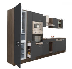 Leziter Yorki 370 konyhabútor yorki tölgy korpusz, selyemfényű antracit fronttal alulfagyasztós hűtős szekrénnyel (L370YAN-AF) - homelux