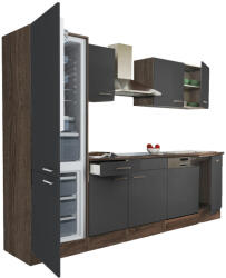 Leziter Yorki 280 konyhabútor yorki tölgy korpusz, selyemfényű antracit fronttal alulfagyasztós hűtős szekrénnyel (L280YAN-AF) - homelux