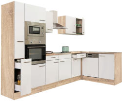 Leziter Yorki 310 sarok konyhabútor sonoma tölgy korpusz, selyemfényű fehér fronttal (LS310STFH) - homelux