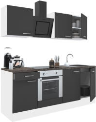 Leziter Yorki 210 konyhabútor fehér korpusz, selyemfényű antracit fronttal alsó sütős elemmel (L210FHAN-SUT) - homelux