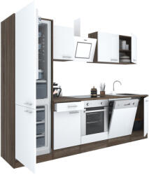 Leziter Yorki 280 konyhabútor yorki tölgy korpusz, selyemfényű fehér front alsó sütős elemmel alulfagyasztós hűtős szekrénnyel (L280YFH-SUT-AF) - homelux