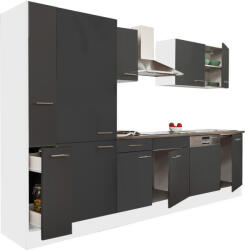 Leziter Yorki 310 konyhabútor fehér korpusz, selyemfényű antracit fronttal polcos szekrénnyel (L310FHAN-PSZ) - homelux