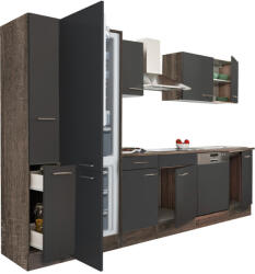 Leziter Yorki 310 konyhabútor yorki tölgy korpusz, selyemfényű antracit fronttal alulfagyasztós hűtős szekrénnyel (L310YAN-AF) - homelux