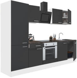 Leziter Yorki 270 konyhabútor fehér korpusz, selyemfényű antracit front alsó sütős elemmel polcos szekrénnyel (L270FHAN-SUT-PSZ) - homelux