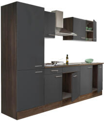 Leziter Yorki 270 konyhabútor yorki tölgy korpusz, selyemfényű antracit fronttal polcos szekrénnyel (L270YAN-PSZ) - homelux