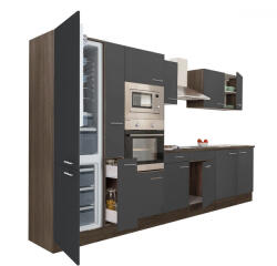 Leziter Yorki 360 konyhabútor yorki tölgy korpusz, selyemfényű antracit fronttal alulfagyasztós hűtős szekrénnyel (L360YAN-AF) - homelux