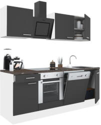 Leziter Yorki 220 konyhabútor fehér korpusz, selyemfényű antracit fronttal alsó sütős elemmel (L220FHAN-SUT) - homelux