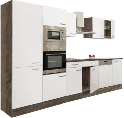 Leziter Yorki 340 konyhabútor yorki tölgy korpusz, selyemfényű fehér fronttal polcos szekrénnyel (L340YFH-PSZ) - homelux