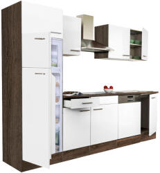 Leziter Yorki 280 konyhabútor yorki tölgy korpusz, selyemfényű fehér fronttal felülfagyasztós hűtős szekrénnyel (L280YFH-FF) - homelux