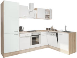 Leziter Yorki 280 sarok konyhabútor sonoma tölgy korpusz, selyemfényű fehér front alsó sütős elemmel polcos szekrénnyel (LS280STFH-SUT-PSZ) - homelux