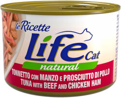  Life Cat Natural 12x150g Life Cat Le Ricette tonhal, marhahús & sonka nedves macskatáp