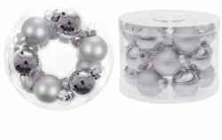 LAALU Karácsonyi dísz - gömb, ezüst, 4 cm átmérőjű, 18 db (LAU-2023)