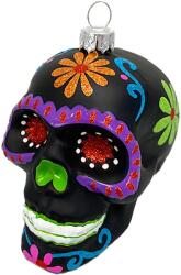LAALU Dísz koponya színes dekorációval fekete 9 cm (LAU-1422)