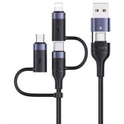 USAMS SJ547USB01 5 az 1 ben töltőkábel usb-c, lightning és micro usb ouput, usb és usb-c input, PD, 60W 1435030 (SJ547USB01) (SJ547USB01)