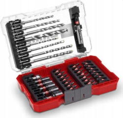 Einhell Set 39 biti si burghie biti de 25 mm, burghie de metal, burghie universale, suport biti 60 mm, chei tubulare, freza cu cap infundat, cutie de depozitare (13177868) - vexio