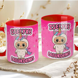 Deconline Crafts Egyedi neves Labubu "Labukornis"bögre személyre szabható piros (DO69365-RED-MUG)