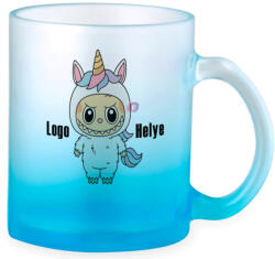 Makito Prémium logózott, fényképes üveg bögre, egyedi grafikával 350 ml átmenetes Kék (20512-BLUE)