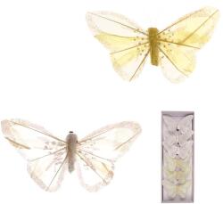 LAALU Díszkészlet, pillangó, fehér / sárga, 10 cm (LAU-2112)