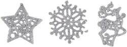 LAALU díszkészlet: ezüst karácsonyi motívumok 10 cm, 3 db (LAU-1877)