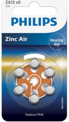 Philips ZA13 cinklevegő 1, 4 V-os elemek, hallókészülékekhez, 6 db (ZA13B6A/00)