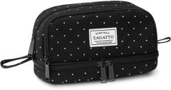 Zagatto Iskolai tolltartó lányoknak, Zagatto, Fekete fehér pöttyökkel, 22x9, 5x11 cm, Nagy, 4 rekesszel, Hordfogantyú, Kézitáska típus, Vízálló, ZG872 (ZG872)