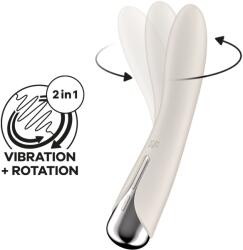 Satisfyer Vibrator Spinning Vibe 1, 12 Moduri Vibratii, 5 Moduri Rotatii, Silicon, USB, Bej, 17.5 cm Vibrator