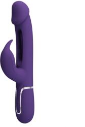 Pretty Love Vibrator Iepuras Kampas, 7 Moduri Vibratii, 4 Moduri Pulsare, Silicon, USB Magnetic, Mov Inchis, 23.2 cm Vibrator