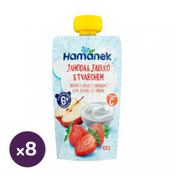 Hamánek tasakos gyümölcspüré alma-eper-túró uzsonna, 8 hó+ (8x100 g)