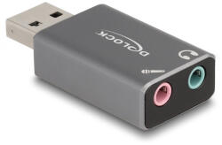 Delock Külső USB Hangkártya 2 x 3, 5 Mm-es Sztereo Jack Plug & Play Audio Adapterrel Személyi Számítógépekhez, Laptopokhoz És Mac Rendszerekhez