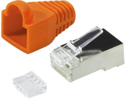 LogiLink RJ45 Moduláris Csatlakozó, Cat. 6, Árnyékolt, Narancssárga Tartó, 100 db