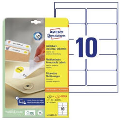 AVERY Etikett címke, 96x50, 8mm, 25lap 10 címke/lap visszaszedhető Avery (L4744REV-25) - tonerpiac