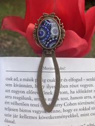 Nixa Design Kézműves fém könyvjelző - Ovális foglaltban, nonfiguratív motívumokkal